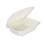 Go-Pak Bagasse Clamshell Meal Box Regular 7x5 Inch White (Pack of 500) D06002