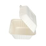 Go-Pak Bagasse Clamshell Meal Box Large 9x6 Inch White (Pack of 250) D06003
