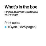 HP 912XL Original Ink Cartridge High Yield Cyan 3YL81AE