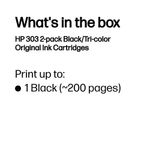 HP 303 Original Ink Cartridge 4-ml Black/Tri-color 3YM92AE