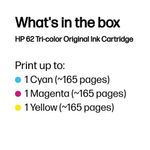 HP 62 Original Ink Cartridge 4.5-ml Tri-color C2P06AE