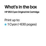 HP 953 Original Ink Cartridge 9-ml Cyan F6U12AE