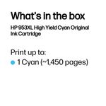 HP 953XL Original Ink Cartridge High Yield Cyan F6U16AE