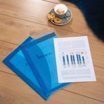 Rapesco Eco Recycled Popper Wallet A4+ Bright Transparent Blue (Pack of 5) 0687