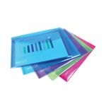 Rapesco Eco Recycled Popper Wallet A5 Assorted Bright Transparent (Pack of 5) 0689