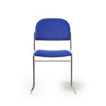 Jive stacking chair with chrome frame in blue fabric