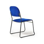 Jive stacking chair with black frame in blue fabric