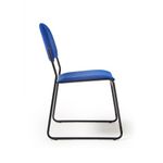 Jive stacking chair with black frame in blue fabric