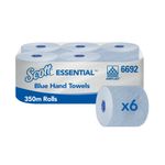 Scott Essential Rolled Paper Hand Towel 1 Ply 350m Blue (Pack of 6) 6692