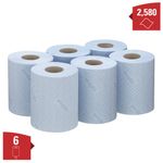 WypAll L10 Food and Hygiene Centrefeed Paper Rolls 1 Ply Blue (Pack of 6) 6223