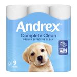 Andrex Complete Clean Toilet Roll 2-Ply 190 Sheets Per Roll (Pack of 9) 04970108