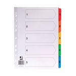 Q-Connect 1-5 Index Multi-punched Reinforced Board Multi-Colour Numbered Tabs A4 White KF01518