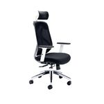 First Stealth Mesh Back Operator Chair Headrest + Arms 660x660x1140-1240 Black/WhiteKF70060