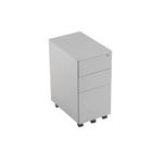 Jemini 3 Drawer Mobile Pedestal Slimline Steel 300x470x615mm Silver KF74157