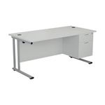 Jemini 2 Drawer Fixed Pedestal 404x655x495mm White KF74416