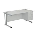 Jemini 3 Drawer Fixed Pedestal 400x655x495mm White KF74422