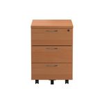 Jemini 3 Drawer Mobile Pedestal 400x500x595mm Beech KF74484
