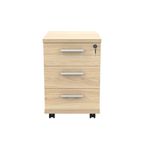 Astin 3 Drawer Mobile Under Desk Pedestal 400x500x590mm Canadian Oak KF77725