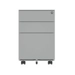 Astin 3 Drawer Mobile Under Desk Steel Pedestal 480x580x610mm Silver KF77748