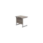 Jemini Single Rectangular Desk 800x600x730mm Grey Oak/Silver KF800295