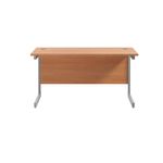 Jemini Single Rectangular Desk 1200x600x730mm Beech/Silver KF800406