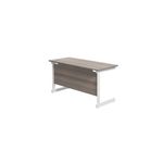 Jemini Single Rectangular Desk 1200x600x730mm Grey Oak/White KF800475