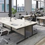 Jemini Single Rectangular Desk 1200x600x730mm Grey Oak/White KF800475