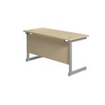 Jemini Single Rectangular Desk 1400x600x730mm Maple/Silver KF800565