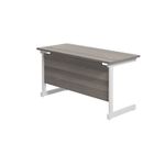 Jemini Single Rectangular Desk 1400x600x730mm Grey Oak/White KF800593