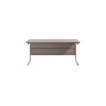Jemini Single Rectangular Desk 1600x600x730mm Grey Oak/Silver KF800654