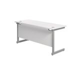 Jemini Single Rectangular Desk 1600x600x730mm White/Silver KF800676