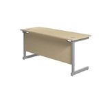 Jemini Single Rectangular Desk 1600x600x730mm Maple/Silver KF800682