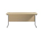 Jemini Single Rectangular Desk 1600x600x730mm Maple/Silver KF800682
