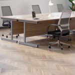 Jemini Single Rectangular Desk 1600x600x730mm Grey Oak/White KF800719