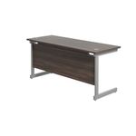 Jemini Single Rectangular Desk 1800x600x730mm Dark Walnut/Silver KF800815
