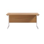 Jemini Single Rectangular Desk 1800x600x730mm Nova Oak/White KF800840