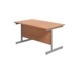 Jemini Single Rectangular Desk 1400x800x730mm Beech/Silver KF801126
