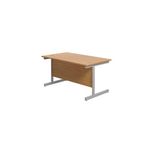 Jemini Single Rectangular Desk 1400x800x730mm Nova Oak/Silver KF801145