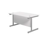 Jemini Single Rectangular Desk 1400x800x730mm White/Silver KF801151