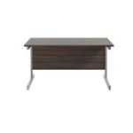Jemini Single Rectangular Desk 1400x800x730mm Dark Walnut/Silver KF801173
