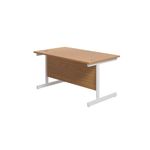Jemini Single Rectangular Desk 1400x800x730mm Nova Oak/White KF801200