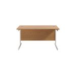 Jemini Single Rectangular Desk 1400x800x730mm Nova Oak/White KF801200