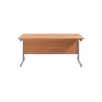 Jemini Single Rectangular Desk 1600x800x730mm Beech/Silver KF801241