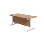 Jemini Single Rectangular Desk 1600x800x730mm Nova Oak/White KF801328