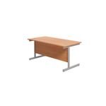 Jemini Single Rectangular Desk 1800x800x730mm Beech/Silver KF801369