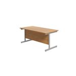 Jemini Single Rectangular Desk 1800x800x730mm Nova Oak/Silver KF801381