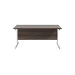 Jemini Single Rectangular Desk 1800x800x730mm Dark Walnut/White KF801471