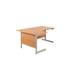 Jemini Radial Left Hand Cantilever Desk 1600x1200x730mm Beech/Silver KF801721