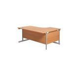 Jemini Radial Left Hand Cantilever Desk 1600x1200x730mm Beech/Silver KF801721