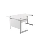 Jemini Radial Left Hand Cantilever Desk 1600x1200x730mm White/Silver KF801756